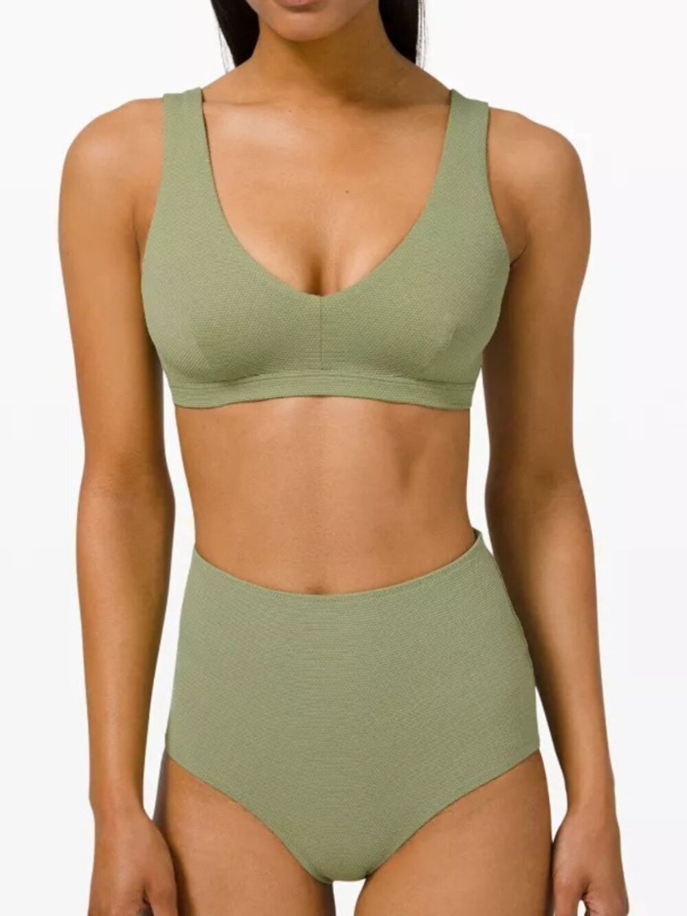 Lululemon Olive Green Waterside Honeycomb Bikini Set Size XS 39259